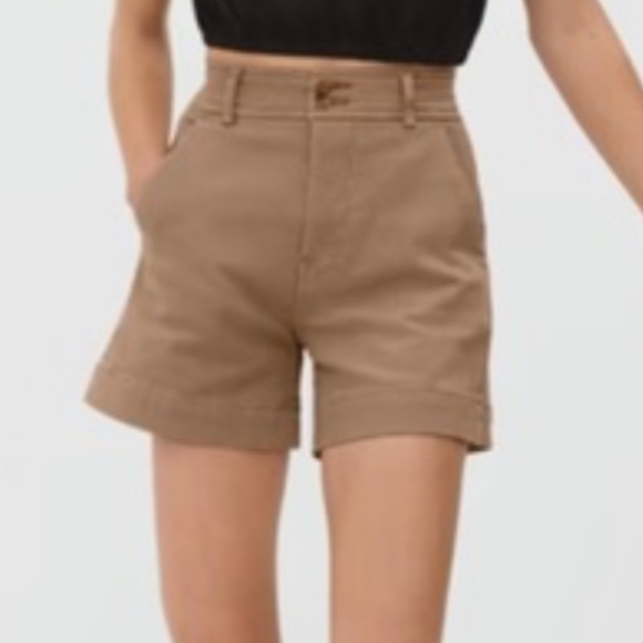 Everlane Pants - Everlane Women's Way High Ash Brown Twill Shorts Size 8